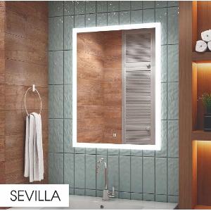 Зеркало Sevilla LED 80х120 ЗЛП728, cенсорный выключатель, холодная подсветка, подогрев