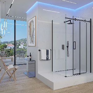 Душевой уголок Veconi Rovigo RV-074B, 120х100х195 черный, стекло прозрачное