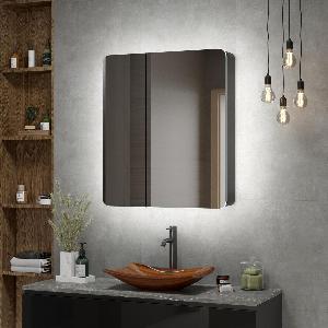 Зеркало-шкаф Eltoro Black LED 76х85 МВК114 с датчиком движения, холодная подсветка, розетка