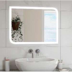 Зеркало Fantasy LED 80х60 ЗЛП171 cенсорный выключатель, холодная LED подсветка с часами