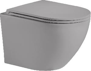 Подвесной унитаз WeltWasser Merzbach 004 MT-GR 37*49 серый матовый безободковый с крышкой-сиденьем микролифт Slim
