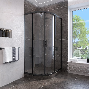 Душевой уголок Veconi Rovigo RV-107B, 80x80x190, черный, стекло прозрачное