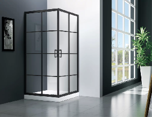 Душевой уголок Veconi Rovigo RV-09, 80x80x195, черный, стекло прозрачное
