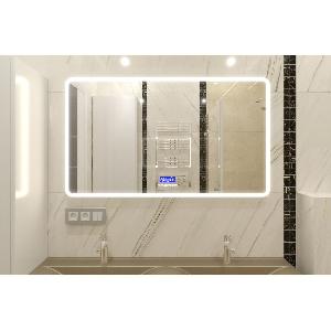Зеркало Demure 120х80 cенсорный выключатель, холодная LED подсветка с подогревом и часами, музыкальный блок