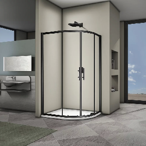 Душевой уголок Veconi Rovigo RV-08B, 100x80x190, черный, стекло прозрачное