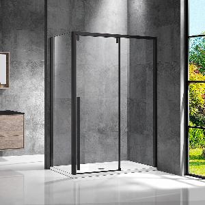 Душевой уголок Lugano VSR-1L8012CLB-1, 120*80,черный, стекло прозрачное