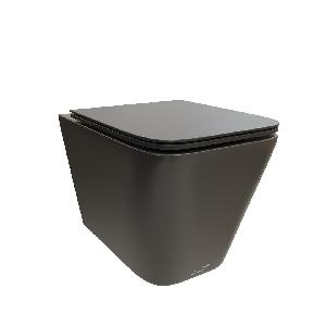 Подвесной унитаз Cerutti Spa Maiella Aria MB CT9163 35*49 безободковый, матовый черный с крышкой-сиденьем микролифт Slim