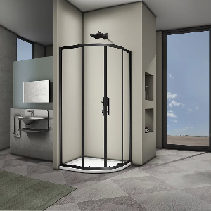 Душевой уголок Veconi Rovigo RV-07B, 80x80x190, черный, стекло прозрачное
