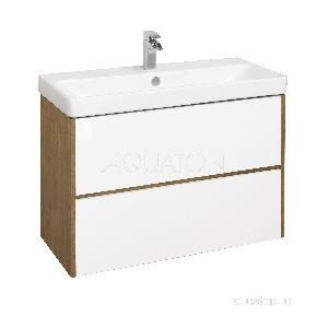 Тумба под раковину AQUATON Сканди 90 белая, дуб рустикальный 1A251901SDZ90
