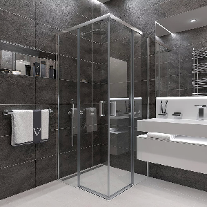 Душевой уголок Veconi Rovigo RV-47, 80x80x195, хром, стекло прозрачное