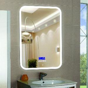 Зеркало Glamour ЗЛП451 70х90, cенсорный выключатель, холодная LED подсветка с подогревом и часами, музыкальный блок