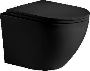 Подвесной унитаз WeltWasser Merzbach 004 MT-BL 37*49 черный матовый безободковый с крышкой-сиденьем микролифт Slim