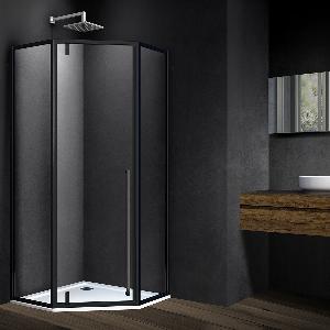 Душевой уголок Penta VSP-3P100CLB, 100*100, черный, стекло прозрачное