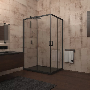 Душевой уголок Veconi Rovigo RV-14, 120x90x195, черный, стекло прозрачное