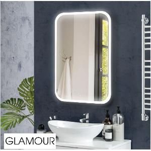 Зеркало Glamour ЗЛП264 60х80 ЗЛП140, cенсорный выключатель, холодная LED подсветка с подогревом и часами
