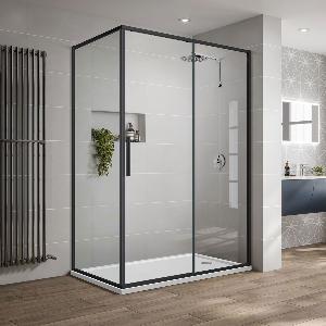 Душевой уголок Slim-U VSR-2SU9012CLB, 120*90, черный, стекло прозрачное