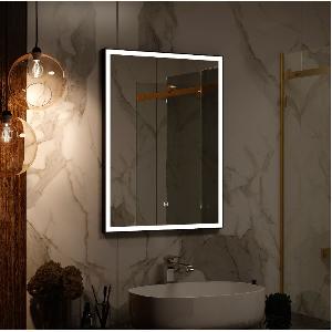 Зеркало Frame BLACK LED 60x80 ЗЛП948, cенсорный выключатель, холодная подсветка, алюминиевый профиль