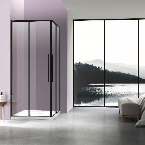 Душевой уголок Slim-N VSS-4SN9010CLB, 100x90x195, черный, стекло прозрачное