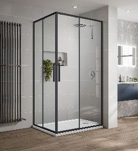 Душевой уголок Slim-U VSS-2SU8010CLB, 100*80, черный, стекло прозрачное