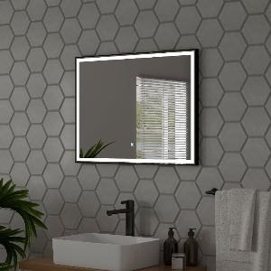 Зеркало Aralia BLACK LED 80x60 ЗЛП1126, cенсорный выключатель, холодная подсветка, алюминиевый профиль
