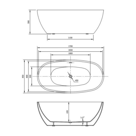 Акриловая ванна Vincea VBT-404-1700 170х85