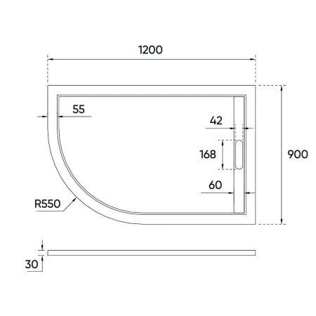 Душевой поддон Veconi Tezeo stone TZ-06L, 120x90x3, искусственный камень, белый