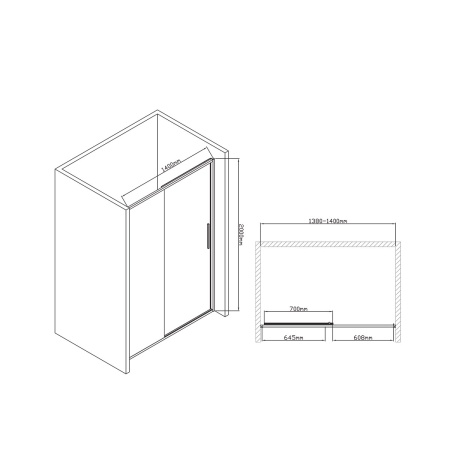 Душевая дверь Slim-U VDS-2SU140CL, 140, хром, стекло прозрачное