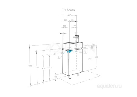 Тумба под раковину AQUATON Бэлла белый, джарра 1A221501BBAZ0