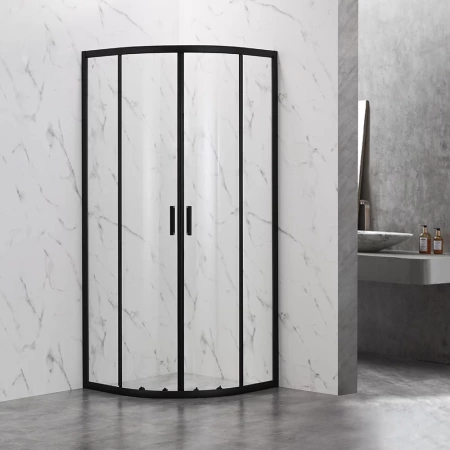 Душевой угол Veconi Rovigo RV-202B, 80x80x190, черный, стекло прозрачное