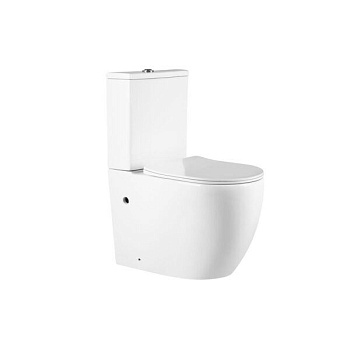 Унитаз-компакт Vincea Evo VT12-34 61х34 безободковый, ультратонкая быстросъемная крышка-сиденье с плавным опусканием P-trap