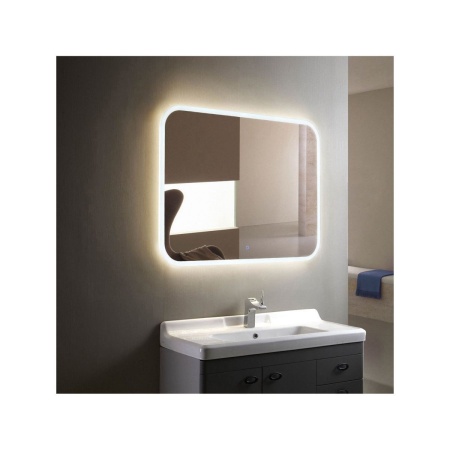 Зеркало Demure 90х70 cенсорный выключатель, холодная LED подсветка с часами