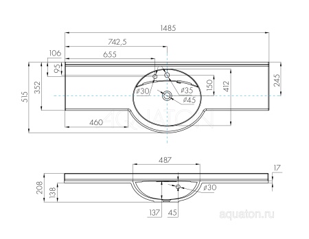 Раковина AQUATON Отель 5/150 белая с навесами 1A70133NOT010