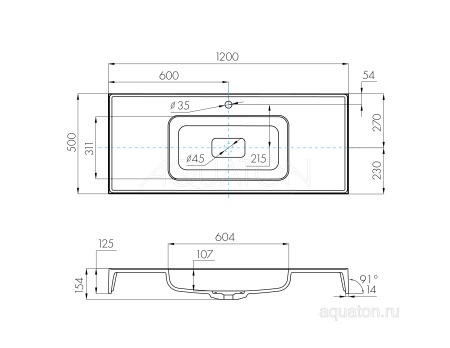 Раковина AQUATON Ричмонд 120 1A70583KRD010