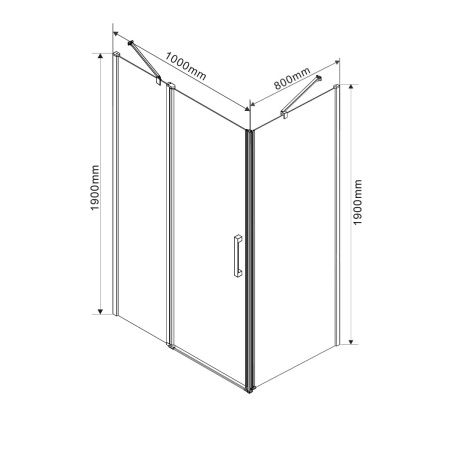 Душевой уголок Orta VSR-1O8010CL, 100*80, хром, стекло прозрачное