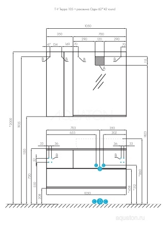 Тумба под раковину AQUATON Терра 105 дуб кантри, антрацит 1A246901TEKA0