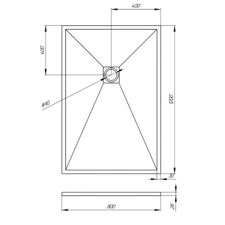 Душевой поддон Veconi Tezeo stone TZW-21, 100x80x3, искусственный камень, белый