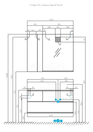 Тумба под раковину AQUATON Терра 105 дуб кантри, антрацит 1A246901TEKA0