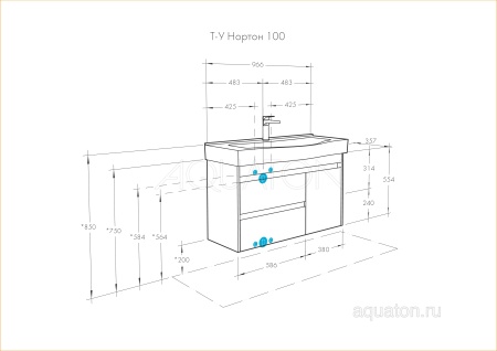 Тумба под раковину AQUATON Нортон 100 белая 1A249001NT010