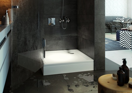 Душевой поддон акриловый Aquatek 80х80х20 квадрат с ножками и съемной панелью