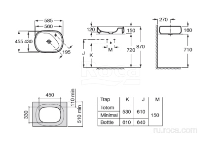 Раковина Roca Beyond 56х43 оникс матовый 3270B8640