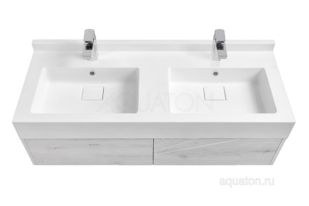 Тумба под раковину AQUATON Сакура 120 ольха наварра, белый глянец 1A219701SKW80