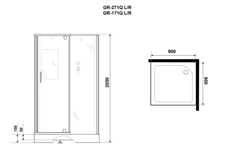Душевая кабина Grossman Classic GR170QL 100х100х205 без крыши