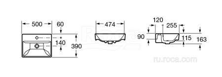 Раковина Roca Oleta накладная 1 отверстие, 500х390 3274C300Y