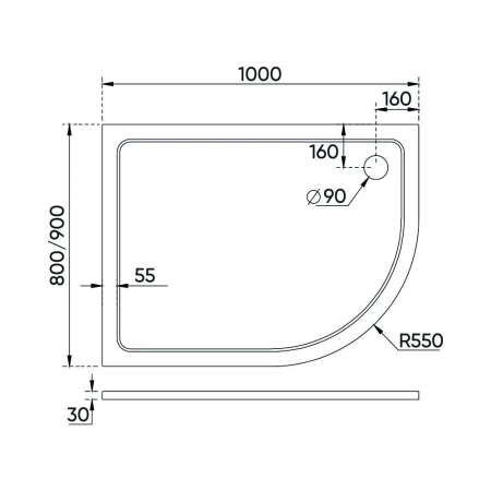 Душевой поддон Veconi Tezeo stone TZ-11L, 100x90x3, искусственный камень, белый
