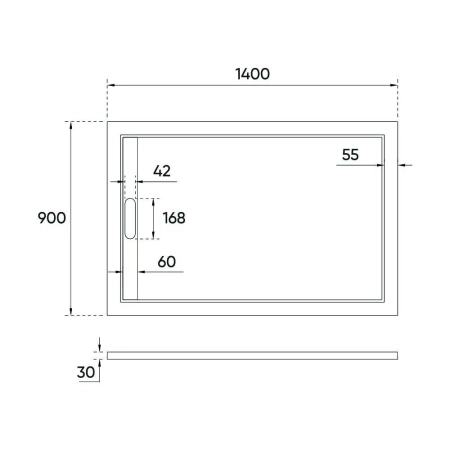 Душевой поддон Veconi Tezeo stone TZ-07, 140x90x3, искусственный камень, белый