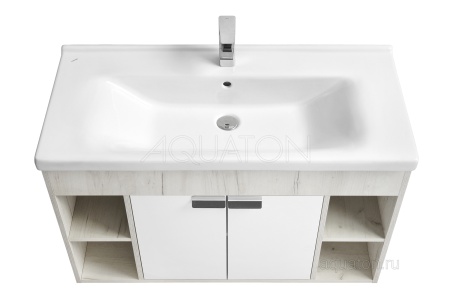 Тумба под раковину AQUATON Флай 100 белый, дуб крафт 1A237501FAX10