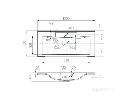 Раковина AQUATON Премьер М 100 белая 1A70473KPR010