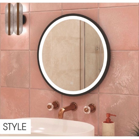 Зеркало Style LED 60x60 ЗЛП1016, cенсорный выключатель, холодная подсветка, черный