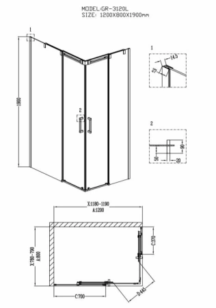 Душевое ограждение Grossman Galaxy GR-3120L 120*80*190 без поддона