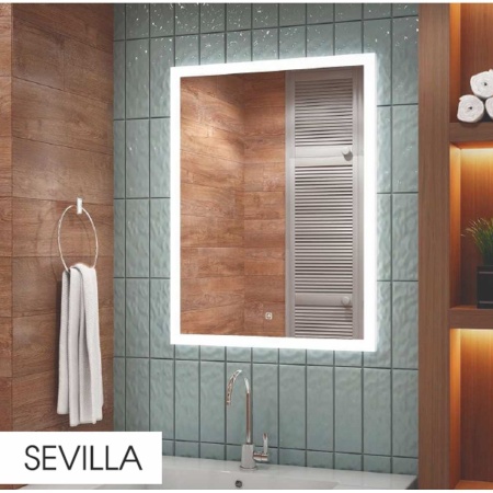 Зеркало Sevilla LED 80х120 ЗЛП728, cенсорный выключатель, холодная подсветка, подогрев